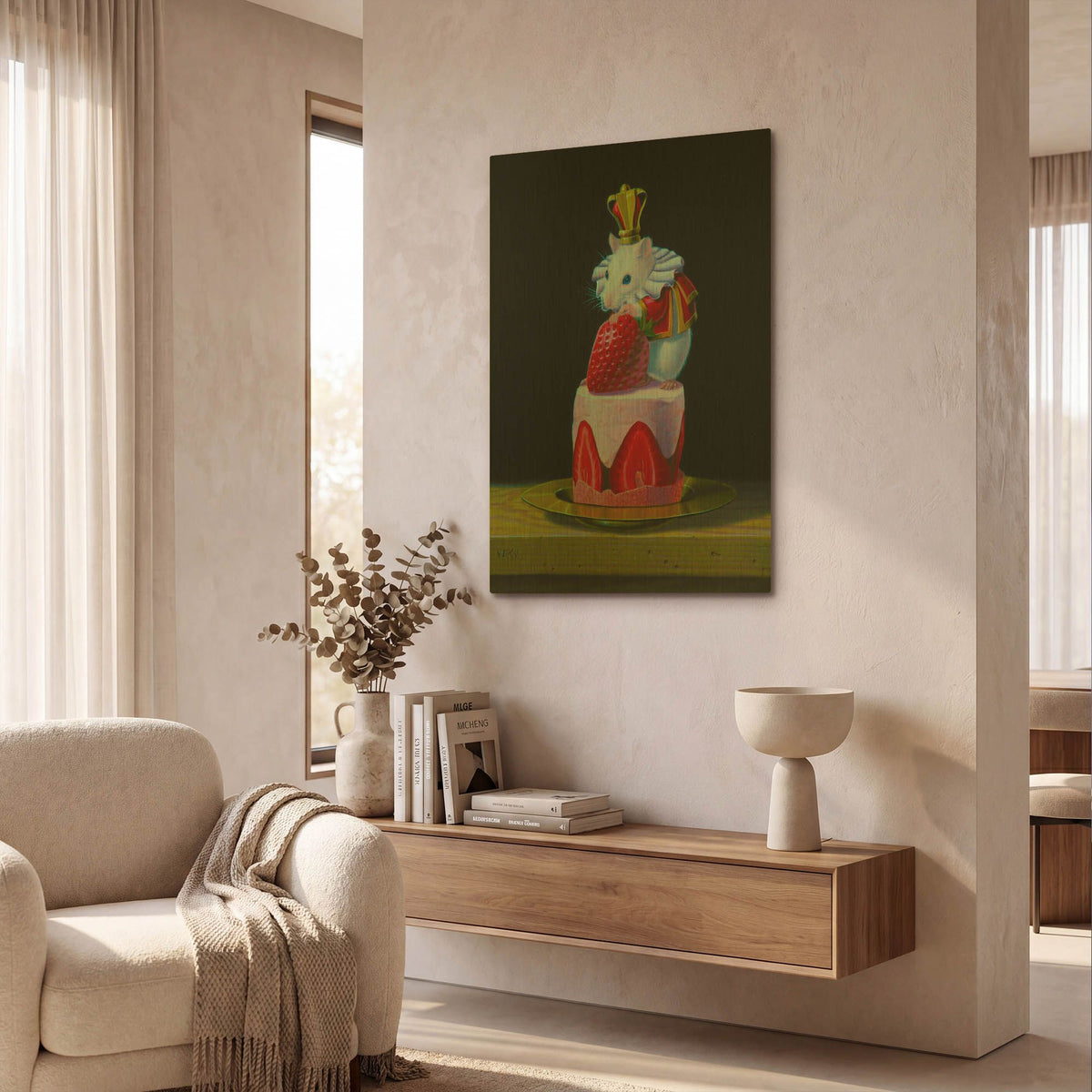 'Mouse On A Cake' By Valery Vecu Quitard Gold Metal Wall Art