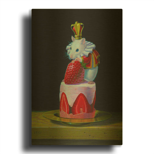 'Mouse On A Cake' By Valery Vecu Quitard Gold Metal Wall Art