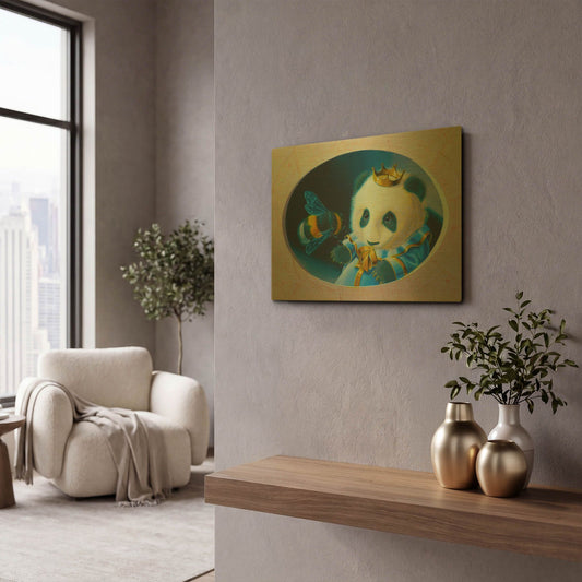 'Panda' By Valery Vecu Quitard Gold Metal Wall Art