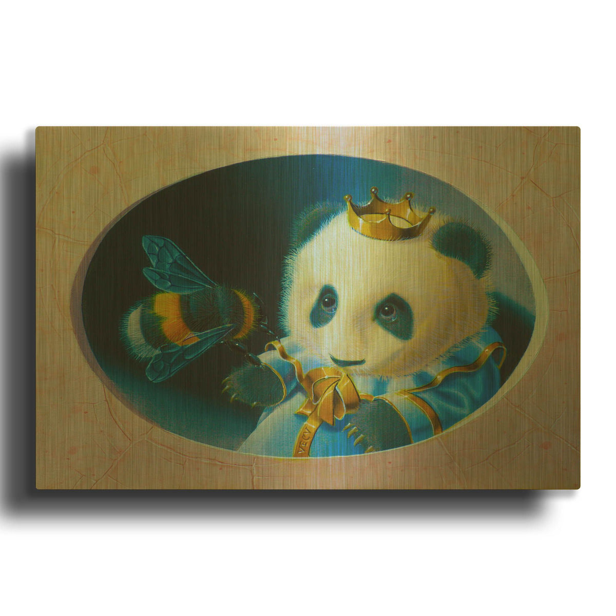 'Panda' By Valery Vecu Quitard Gold Metal Wall Art