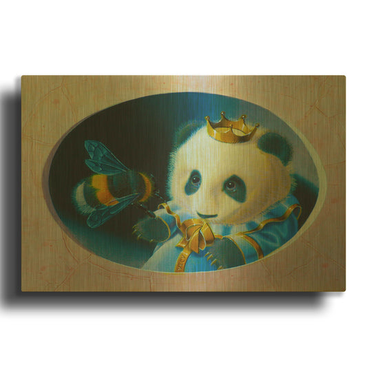 'Panda' By Valery Vecu Quitard Gold Metal Wall Art