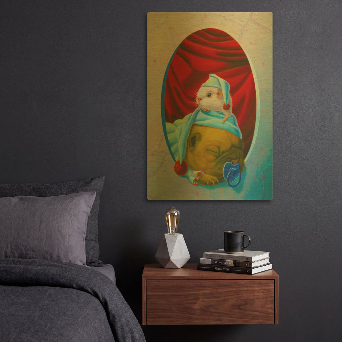 'Snooze' By Valery Vecu Quitard Gold Metal Wall Art