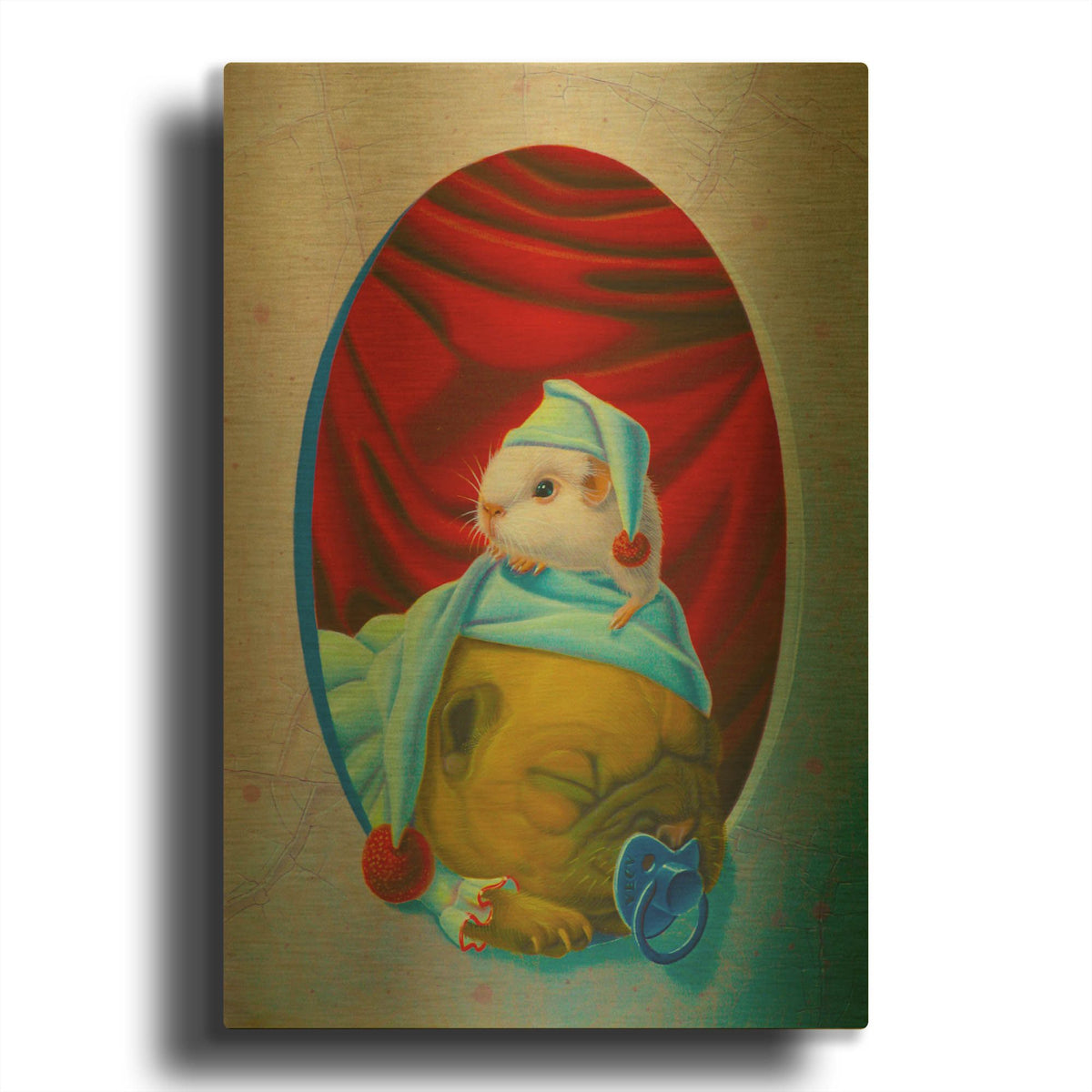 'Snooze' By Valery Vecu Quitard Gold Metal Wall Art