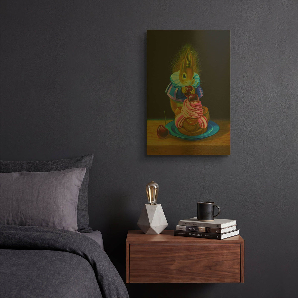 'Squirrel And Cherries' By Valery Vecu Quitard Gold Metal Wall Art