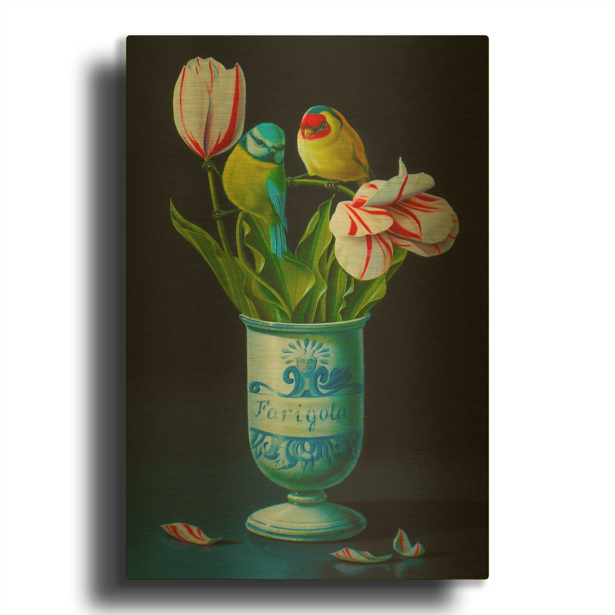 'The Apothecary Vase And Tulips' By Valery Vecu Quitard Gold Metal Wall Art