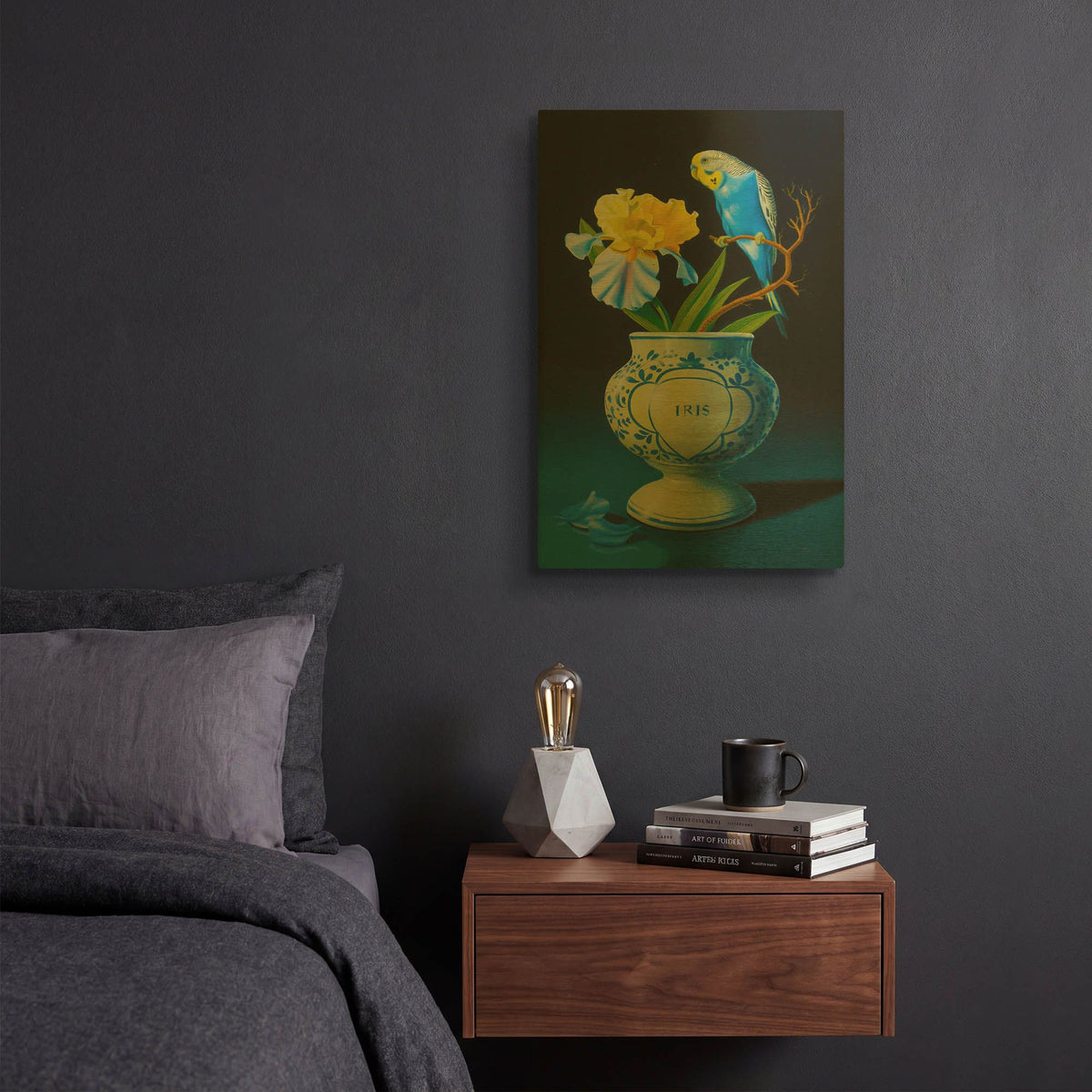 'The Blue Parakeet' By Valery Vecu Quitard Gold Metal Wall Art