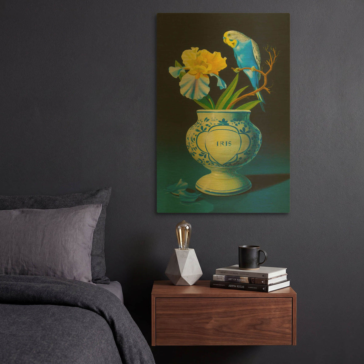 'The Blue Parakeet' By Valery Vecu Quitard Gold Metal Wall Art