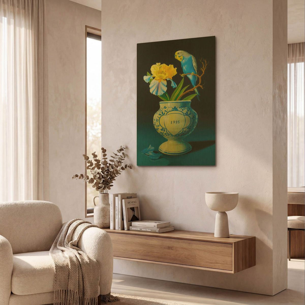 'The Blue Parakeet' By Valery Vecu Quitard Gold Metal Wall Art