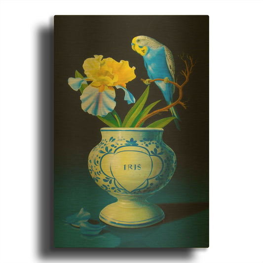 'The Blue Parakeet' By Valery Vecu Quitard Gold Metal Wall Art