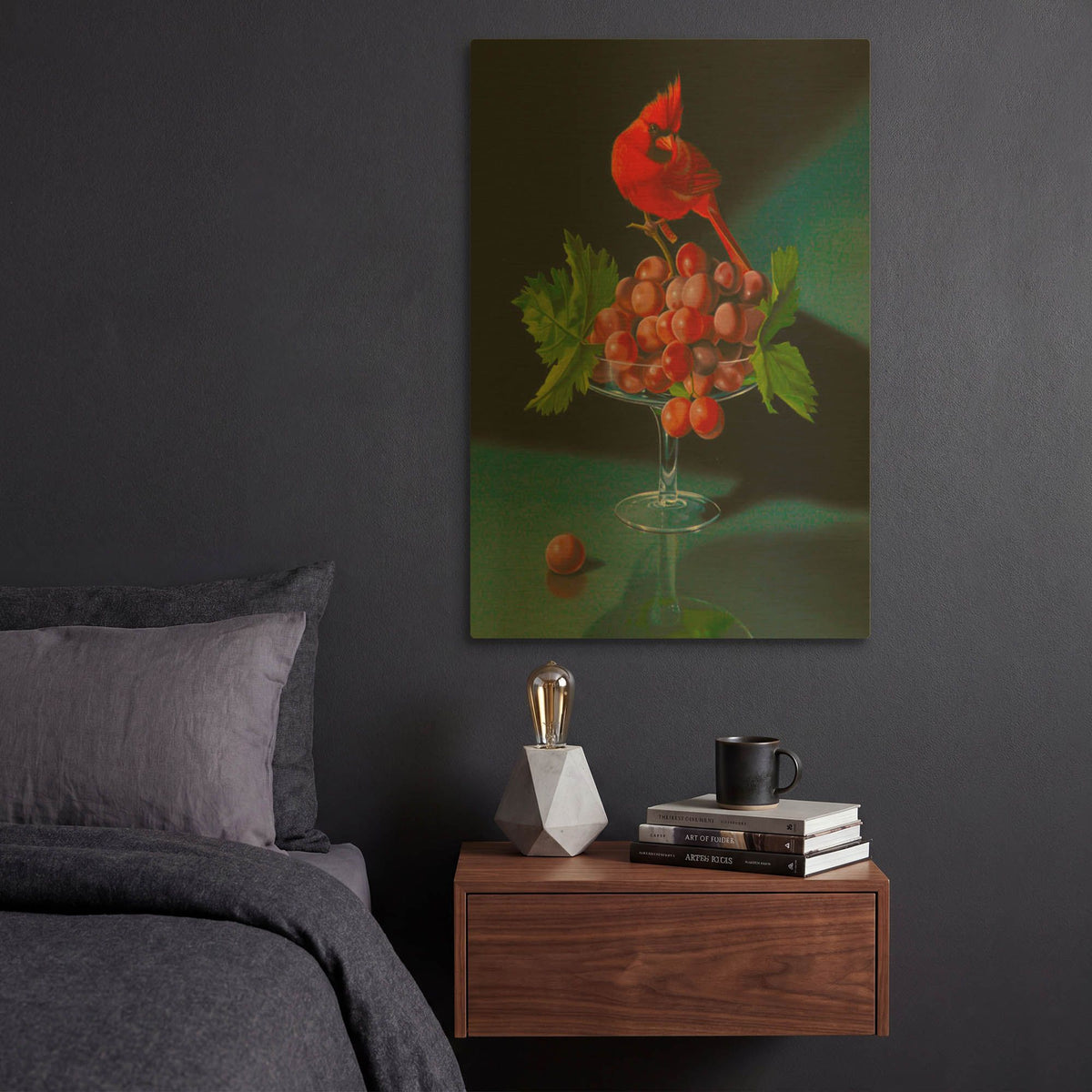 'The Cardinal With The Cup Of Grapes' By Valery Vecu Quitard Gold Metal Wall Art