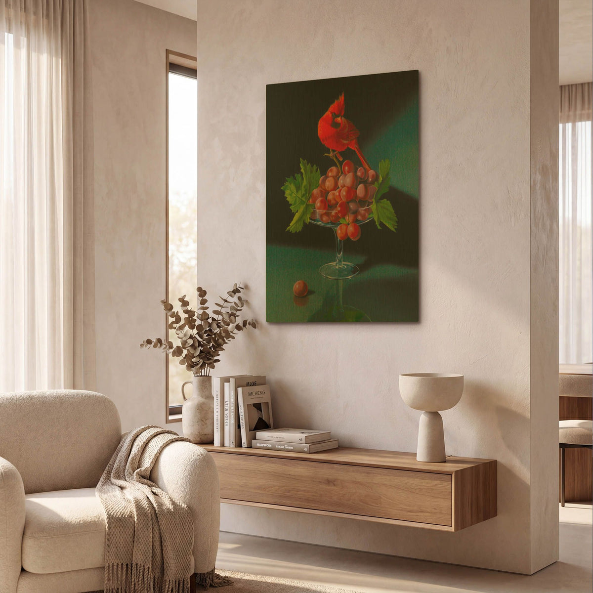 'The Cardinal With The Cup Of Grapes' By Valery Vecu Quitard Gold Metal Wall Art