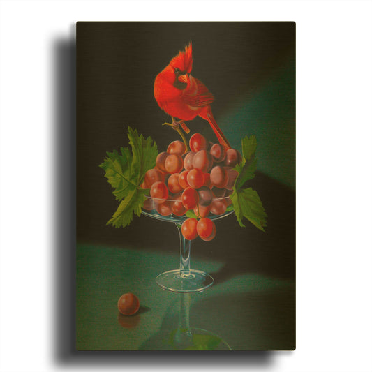 'The Cardinal With The Cup Of Grapes' By Valery Vecu Quitard Gold Metal Wall Art