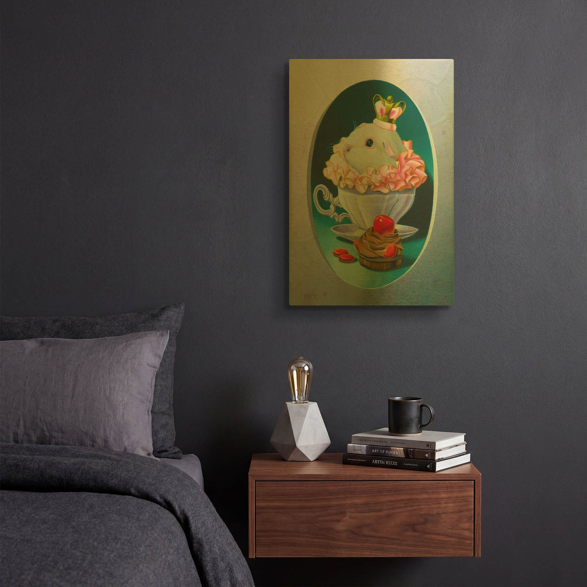 'The Guinea Pig With Sweets' By Valery Vecu Quitard Gold Metal Wall Art
