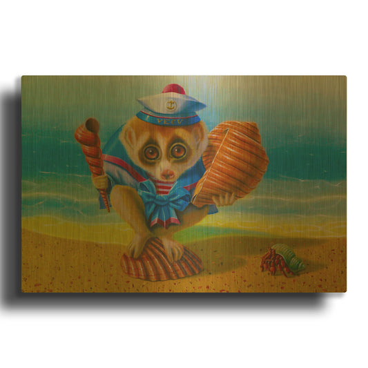'The Loris On The Beach' By Valery Vecu Quitard Gold Metal Wall Art