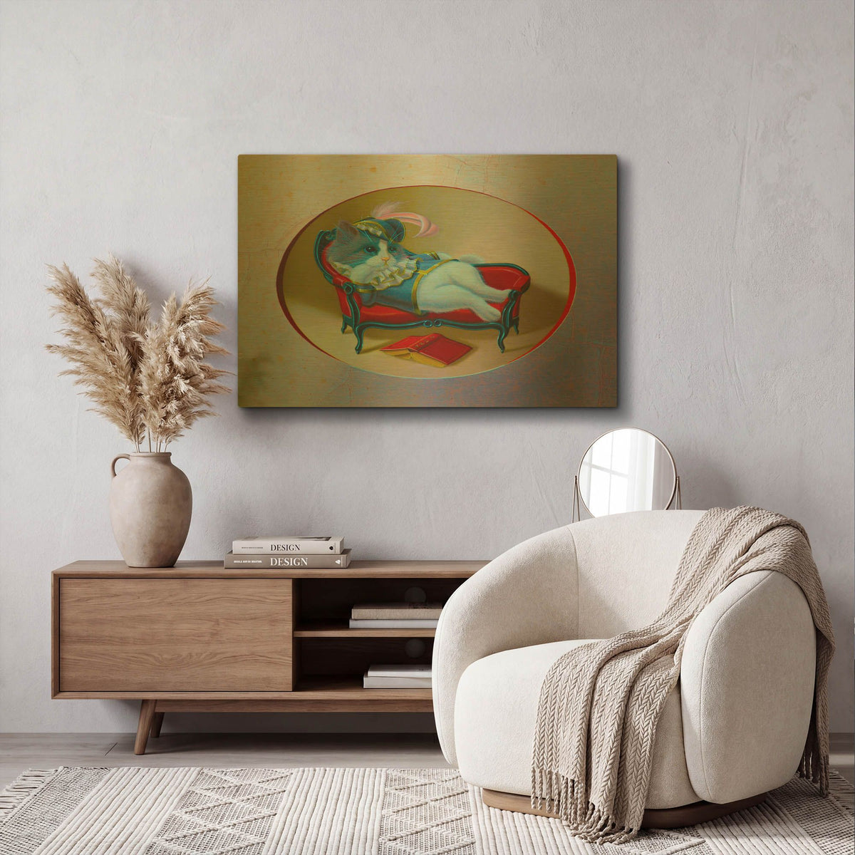 'The Pussy At The Chaise' By Valery Vecu Quitard Gold Metal Wall Art