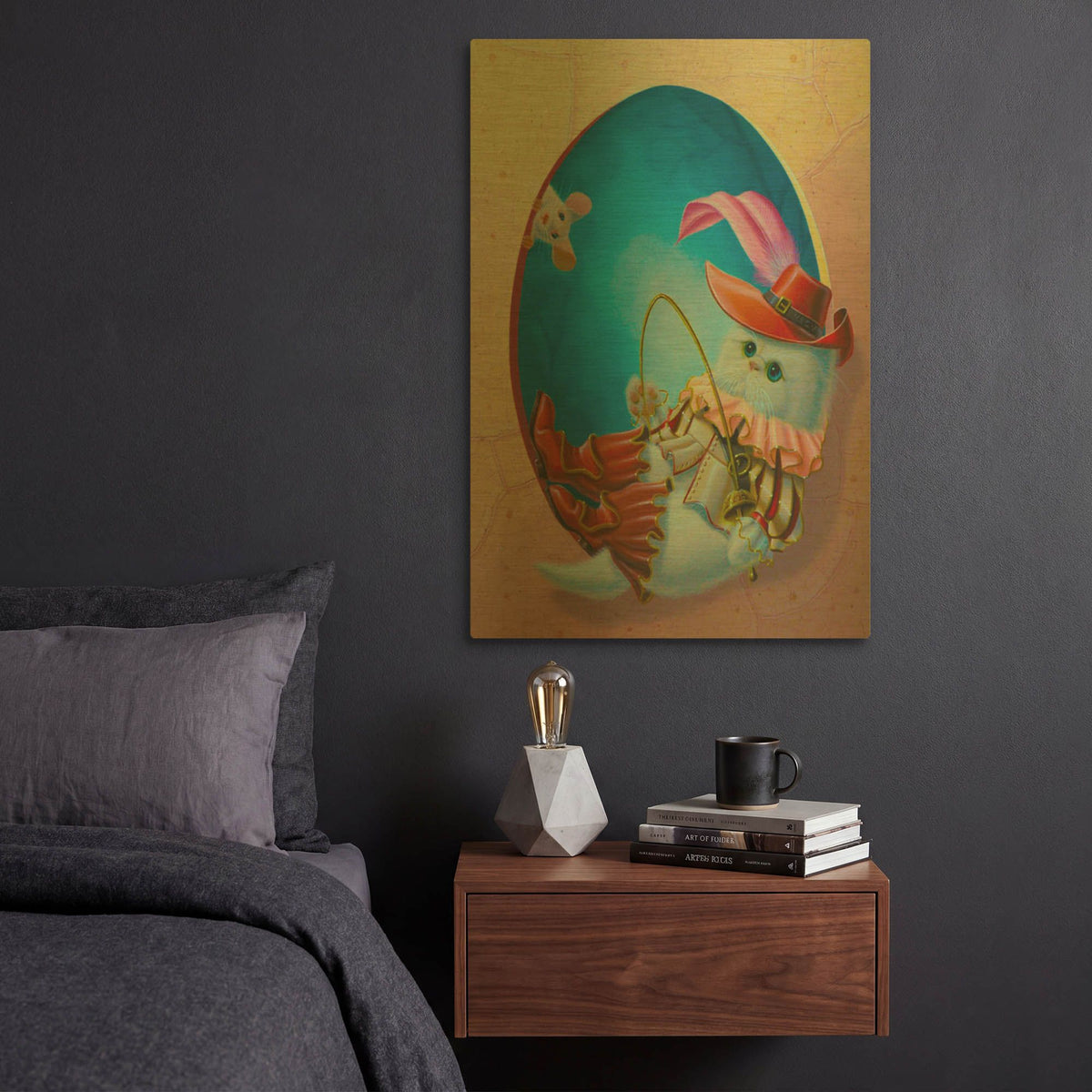 'The Rest Of The Puss' By Valery Vecu Quitard Gold Metal Wall Art