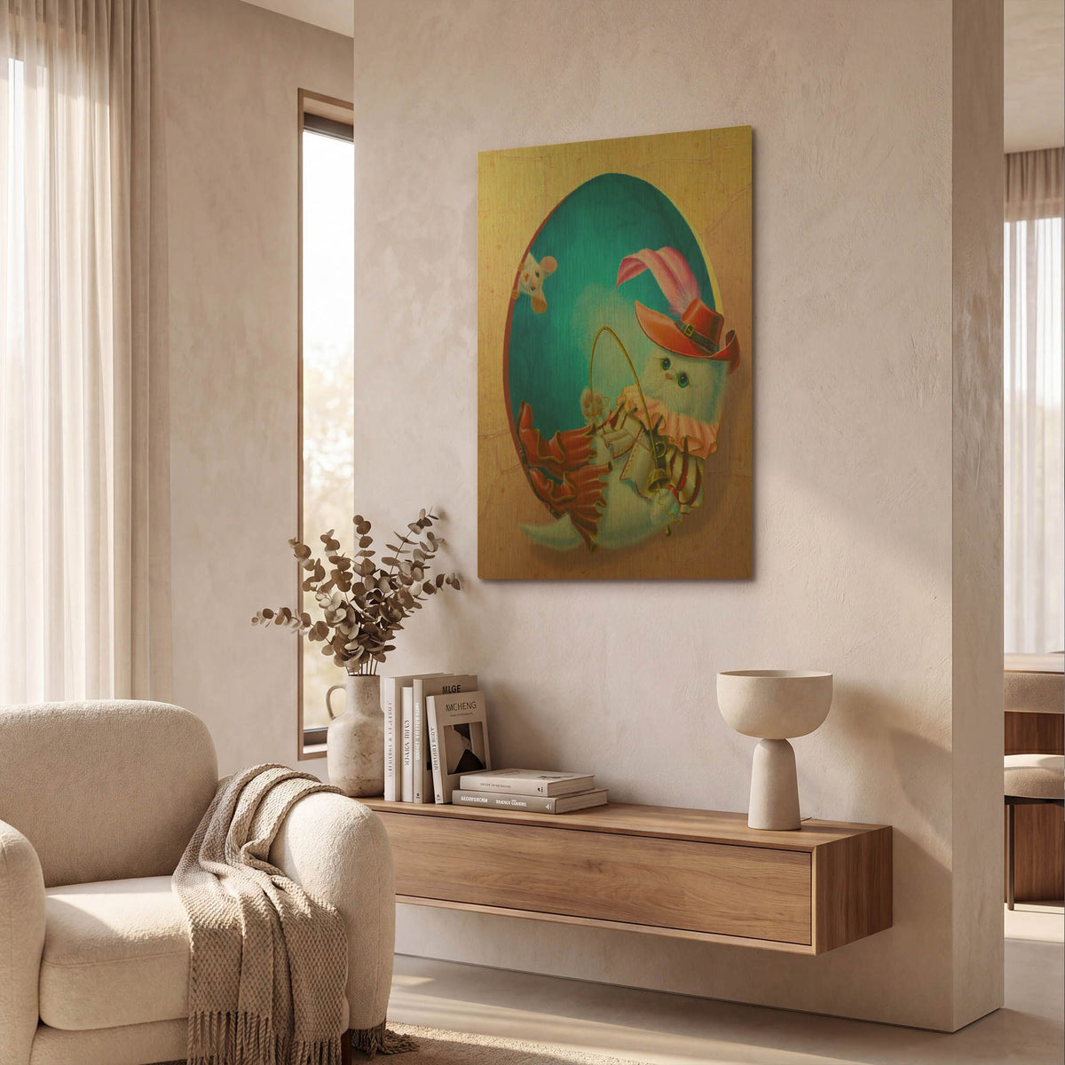 'The Rest Of The Puss' By Valery Vecu Quitard Gold Metal Wall Art