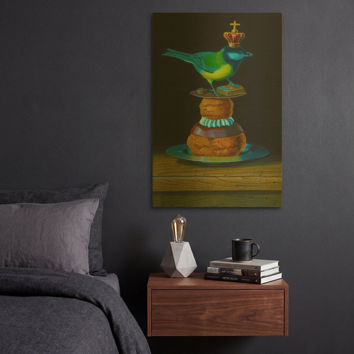 'The Tit And The Pastry' By Valery Vecu Quitard Gold Metal Wall Art