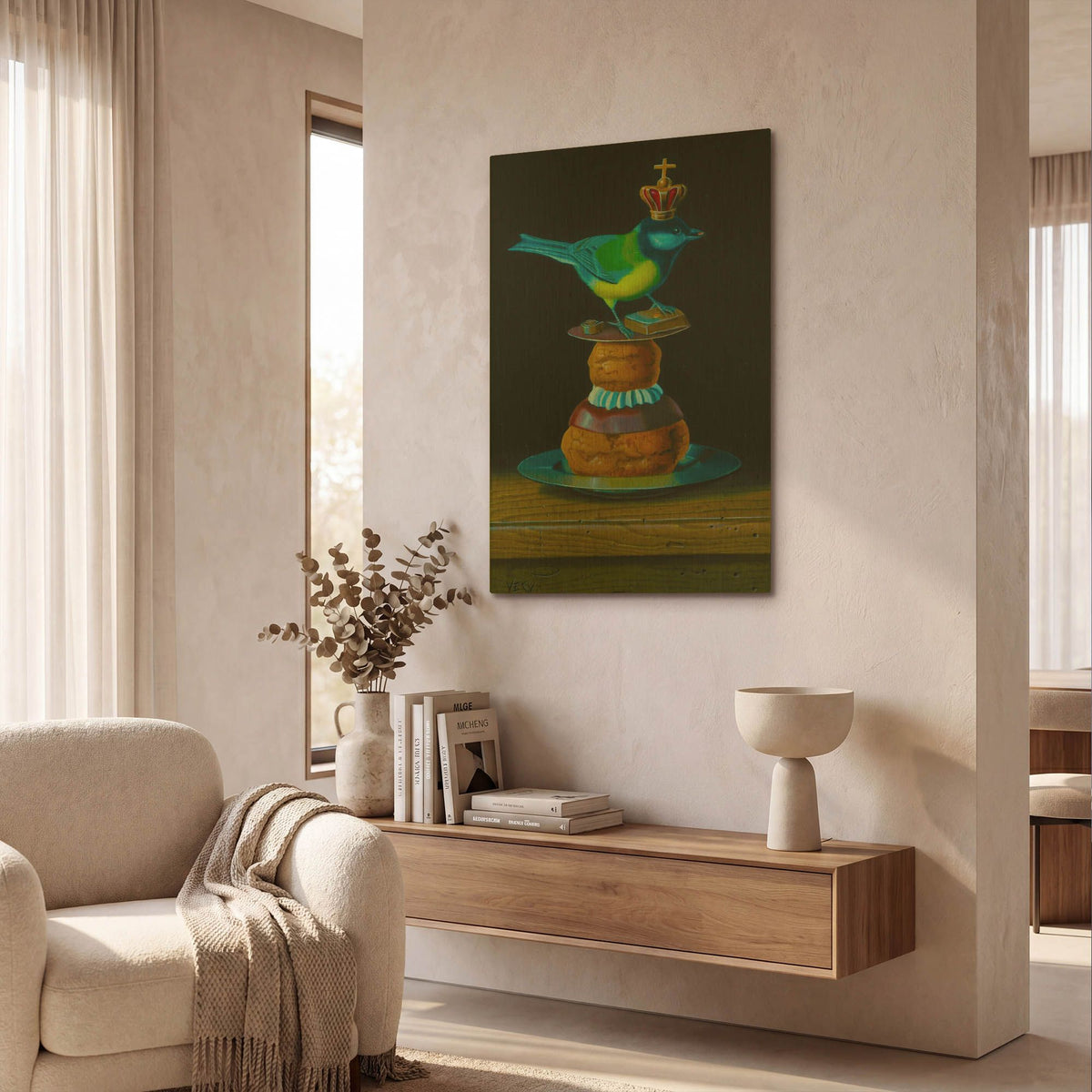 'The Tit And The Pastry' By Valery Vecu Quitard Gold Metal Wall Art