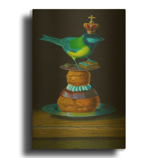 'The Tit And The Pastry' By Valery Vecu Quitard Gold Metal Wall Art