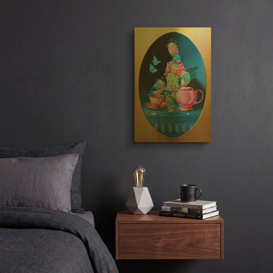 'Wedding Tea' By Valery Vecu Quitard Gold Metal Wall Art