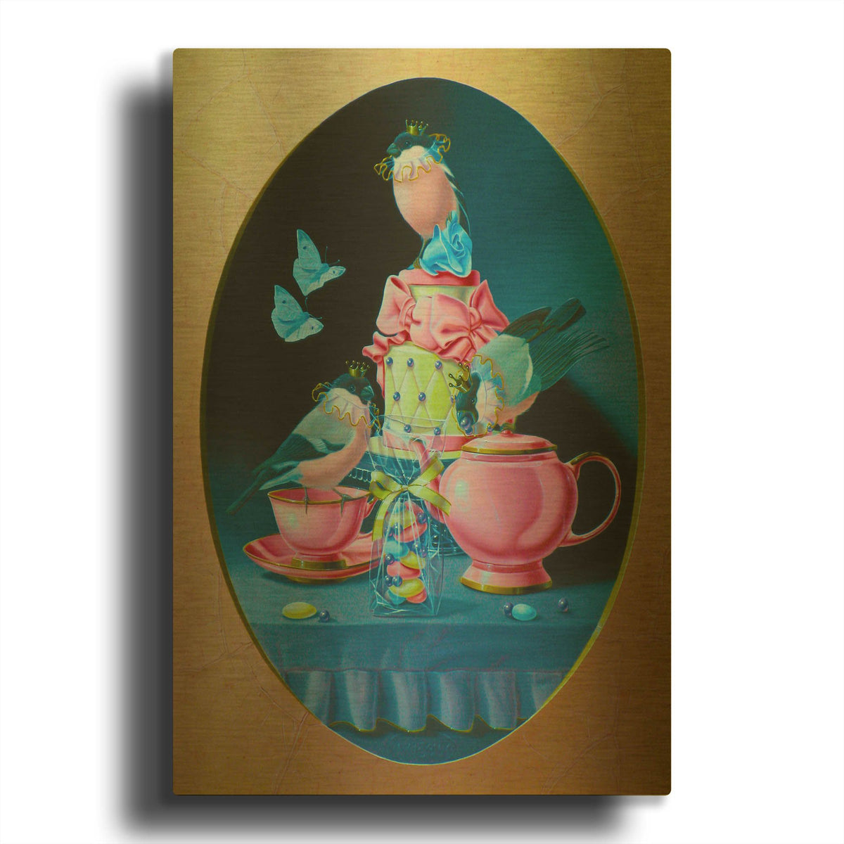 'Wedding Tea' By Valery Vecu Quitard Gold Metal Wall Art