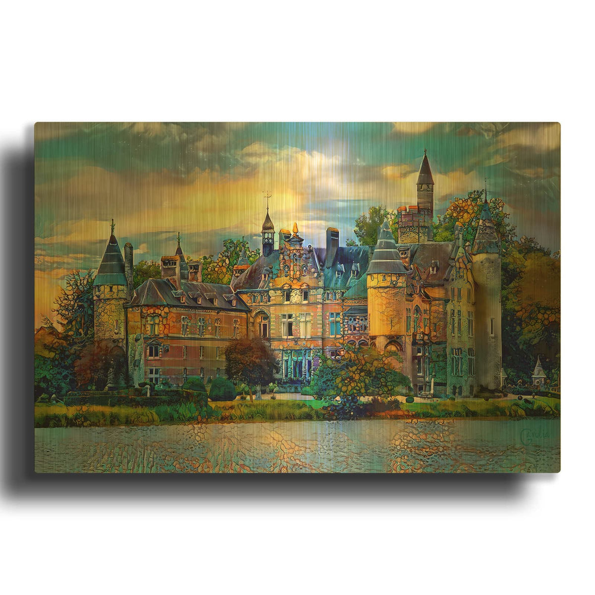 'Antwerp Belgium Bornhem Castle' By Pedro Gavidia Gold Metal Wall Art