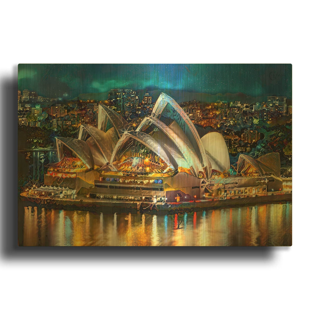 'Australia Sydney Opera House' By Pedro Gavidia Gold Metal Wall Art