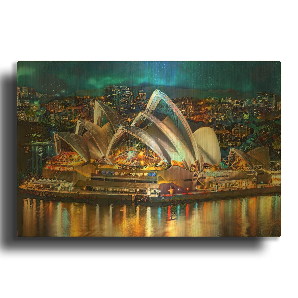 'Australia Sydney Opera House' By Pedro Gavidia Gold Metal Wall Art