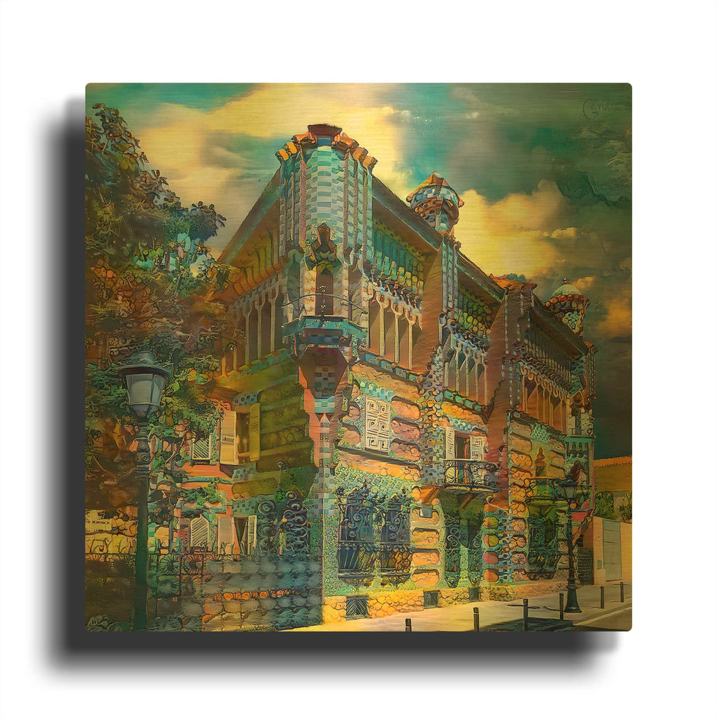 'Barcelona Spain Casa Vicens Gaudi' By Pedro Gavidia Gold Metal Wall Art
