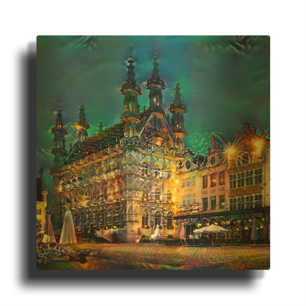 'Belgium Leuven Town Hall' By Pedro Gavidia Gold Metal Wall Art