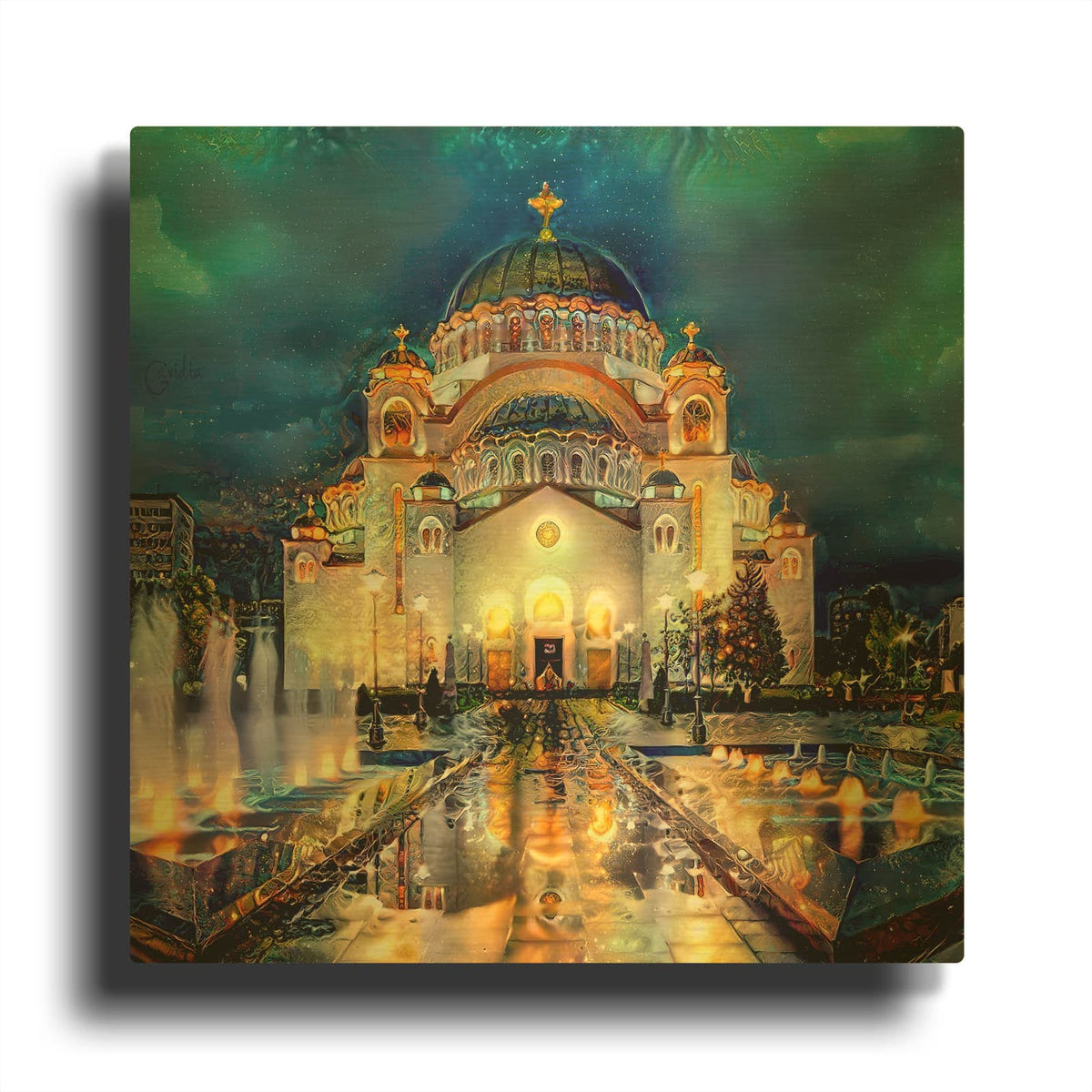 'Belgrade Serbia Saint Sava Temple' By Pedro Gavidia Gold Metal Wall Art