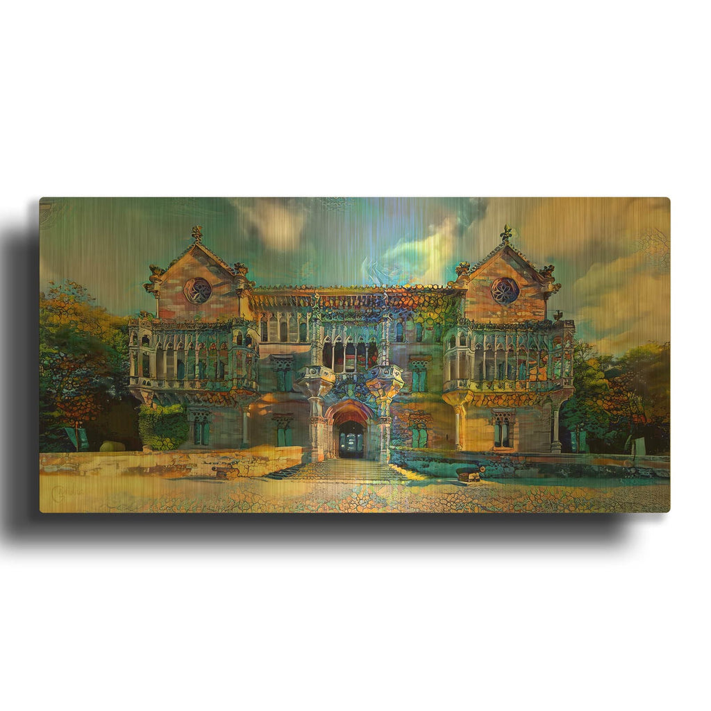 'Comillas Spain Palacio De Sobrellano Palace' By Pedro Gavidia Gold Metal Wall Art