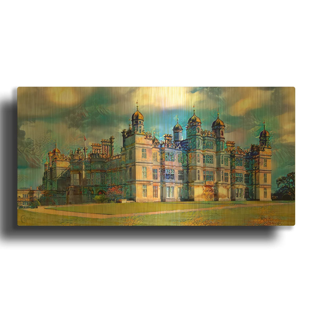 'England Stamford Lincolnshire Burghley House' By Pedro Gavidia Gold Metal Wall Art