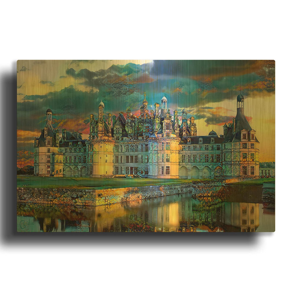'France Loire Valley Chateau De Chambord' By Pedro Gavidia Gold Metal Wall Art