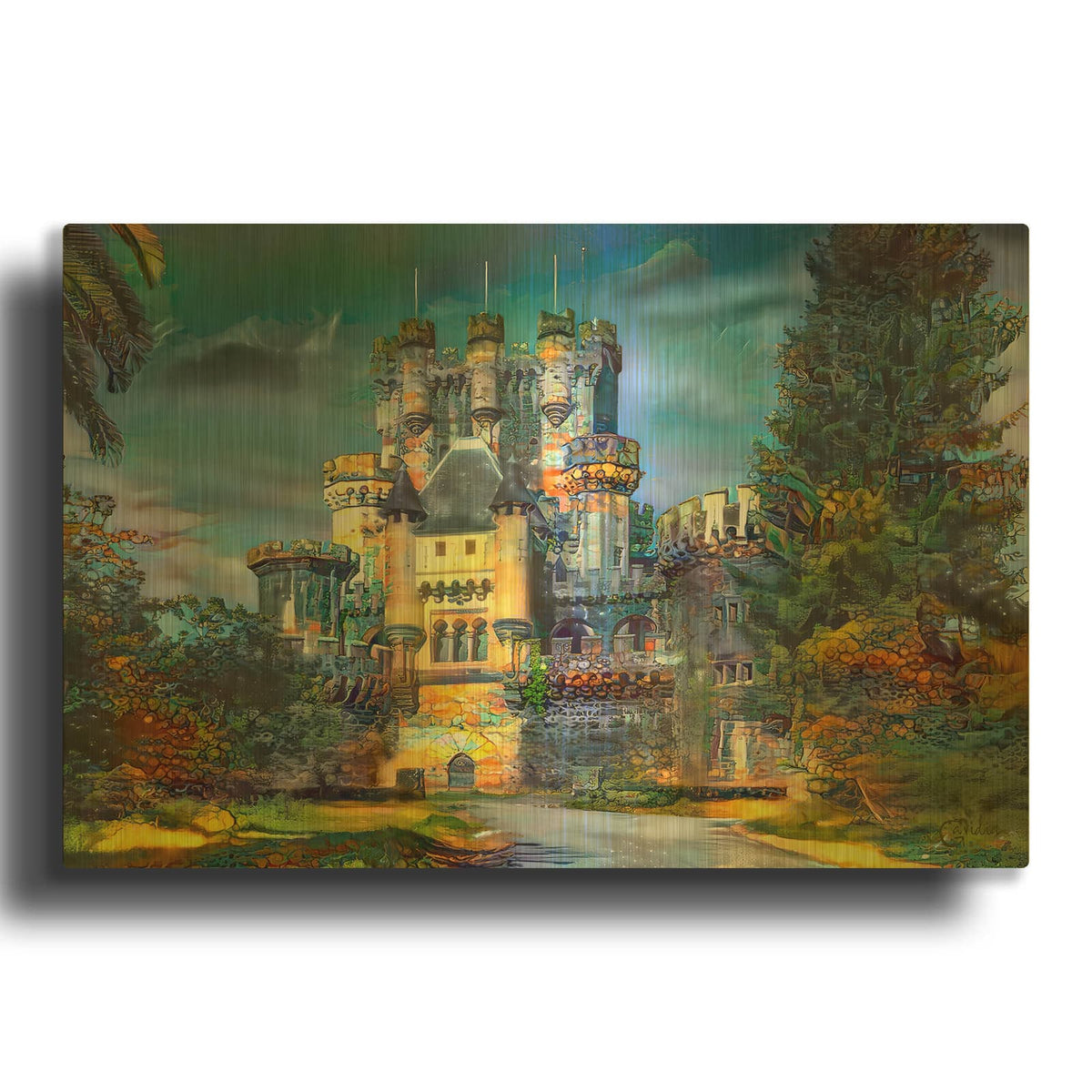 'Gatica Spain Butron Castle' By Pedro Gavidia Gold Metal Wall Art