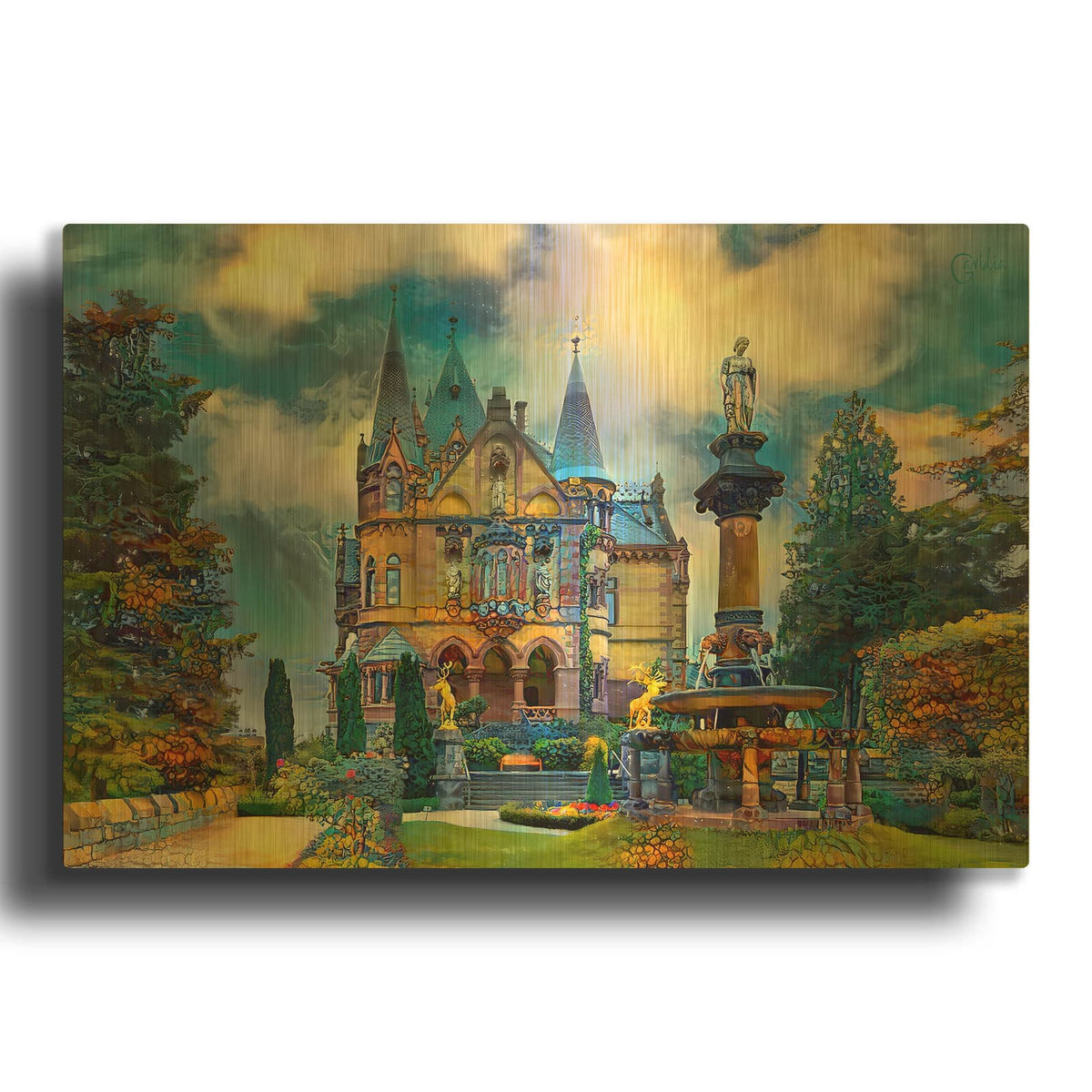 'Germany Konigswinter Schloss Drachenburg Castle' By Pedro Gavidia Gold Metal Wall Art