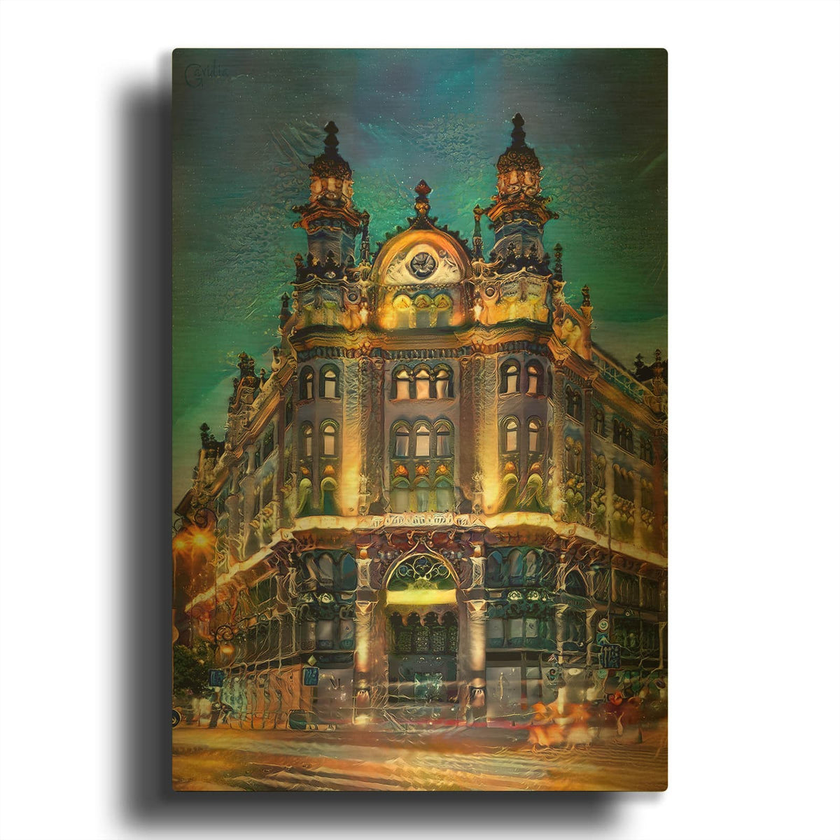 'Hungary Budapest Hotel Parisi Udvar' By Pedro Gavidia Gold Metal Wall Art