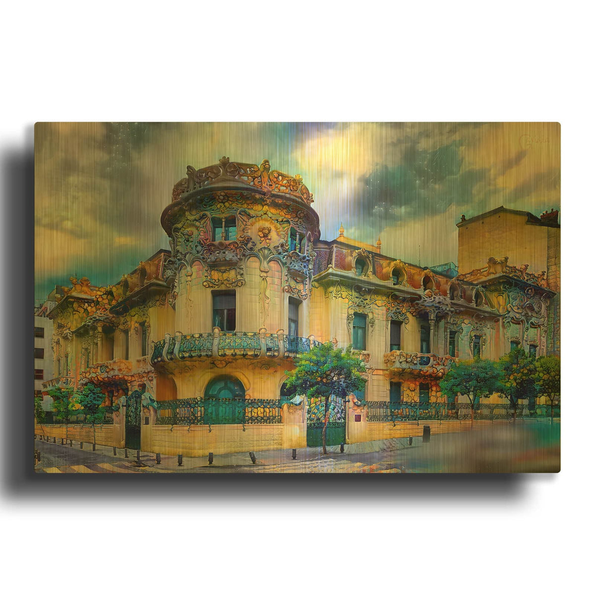 'Madrid Spain Longoria Palace' By Pedro Gavidia Gold Metal Wall Art