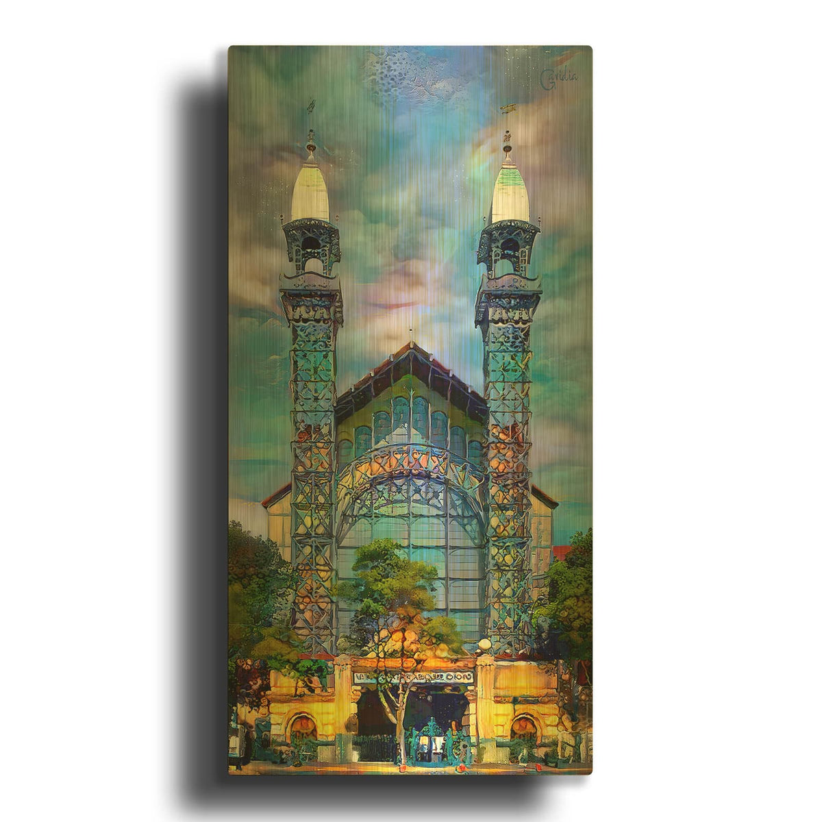 'Mexico City Chopo Museum Front' By Pedro Gavidia Gold Metal Wall Art