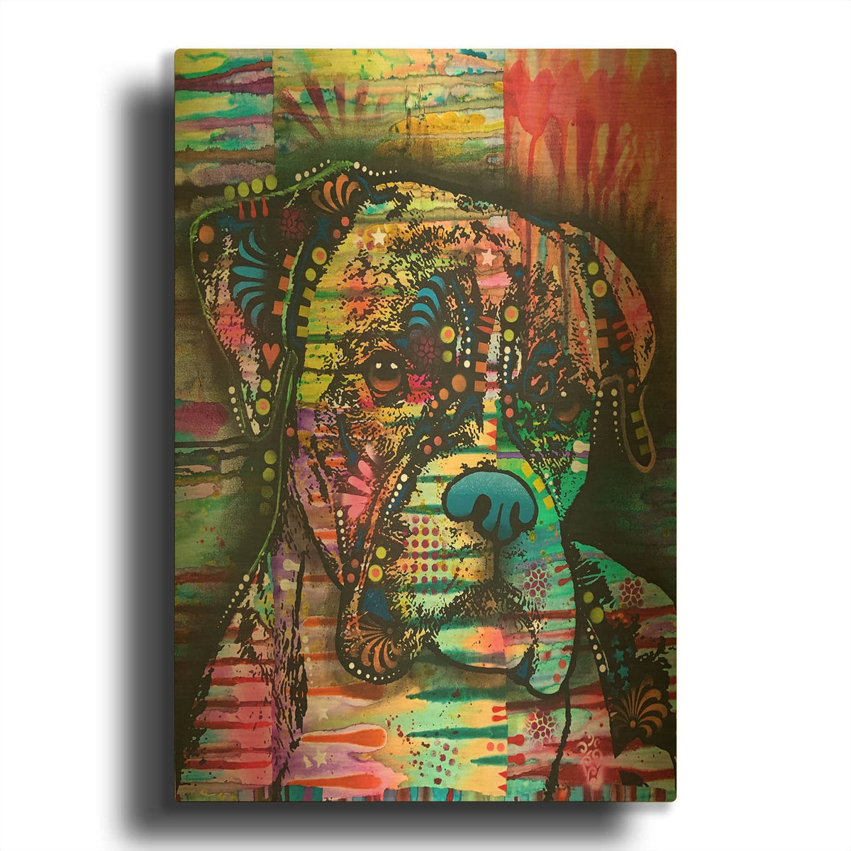 'A Serious Boxer' By Dean Russo Gold Metal Wall Art