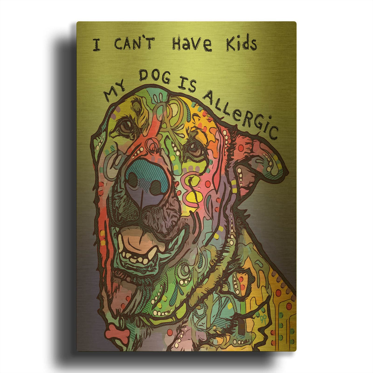 'Allergic' By Dean Russo Gold Metal Wall Art