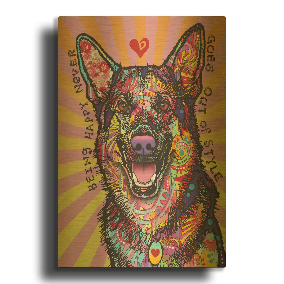 'Being Happy' By Dean Russo Gold Metal Wall Art