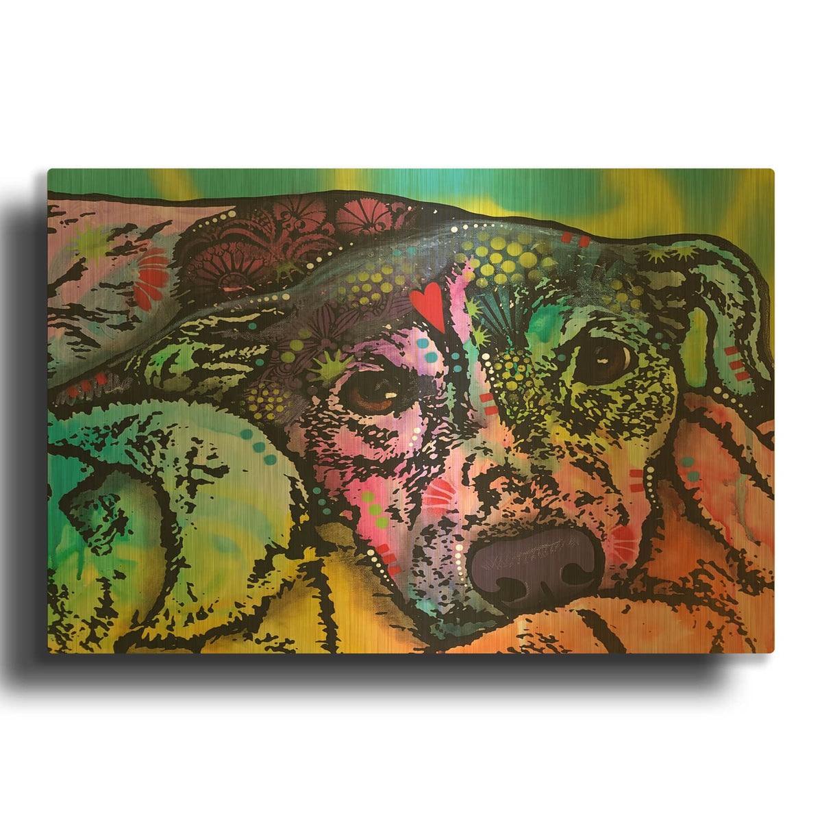 'Comfy Dog' By Dean Russo Gold Metal Wall Art