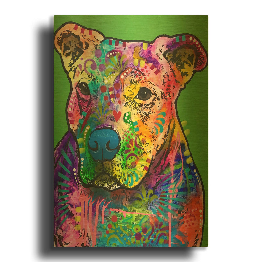 'Blue Nose Pitbull' By Dean Russo Gold Metal Wall Art