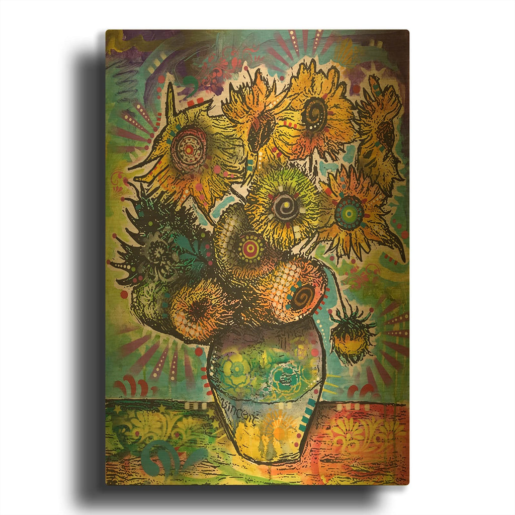 'Gogh Sunflowers' By Dean Russo Gold Metal Wall Art