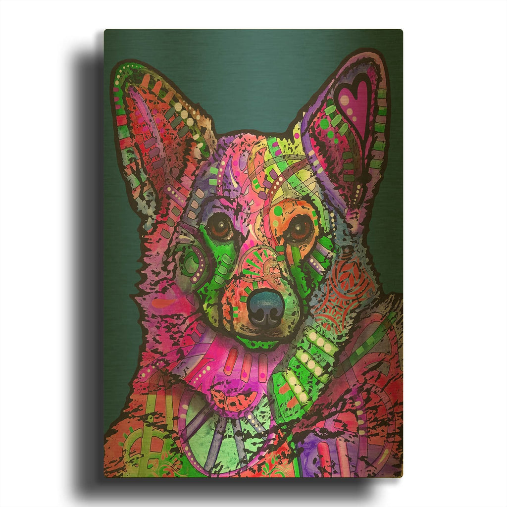 'Indelible Corgi' By Dean Russo Gold Metal Wall Art