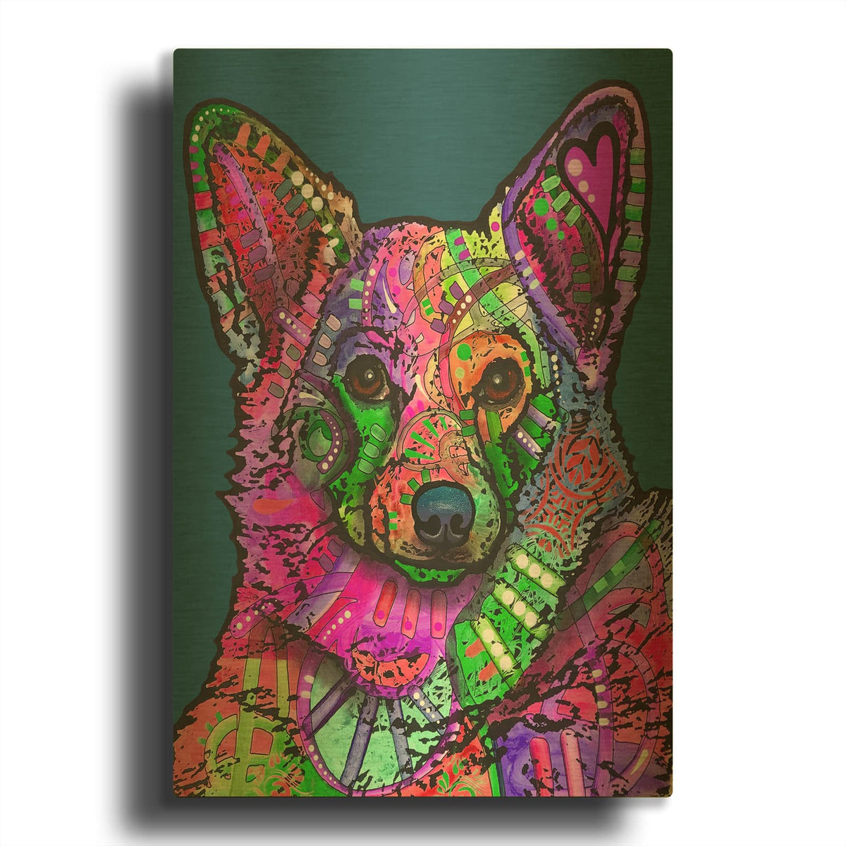 'Indelible Corgi' By Dean Russo Gold Metal Wall Art