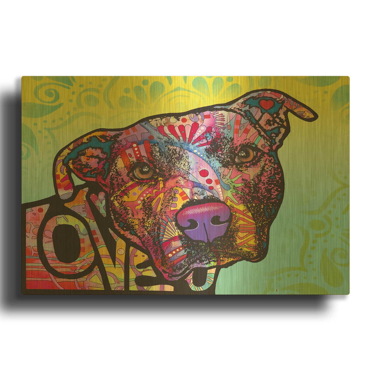 'Love You Pit Bull' By Dean Russo Gold Metal Wall Art