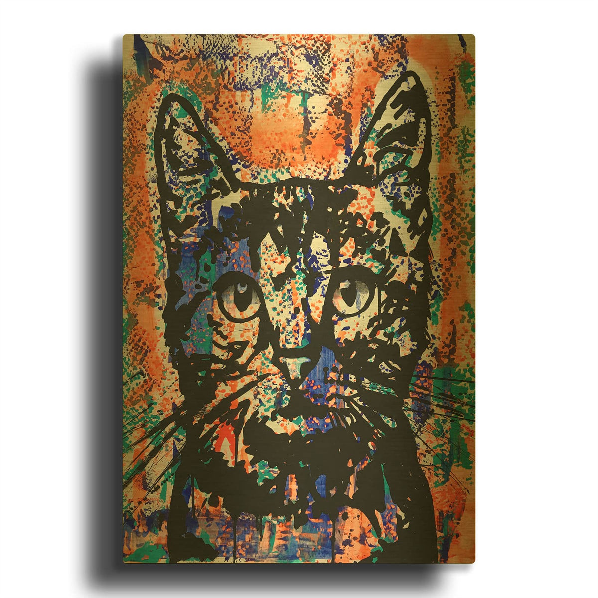 'Nine Lives Cat' By Dean Russo Gold Metal Wall Art